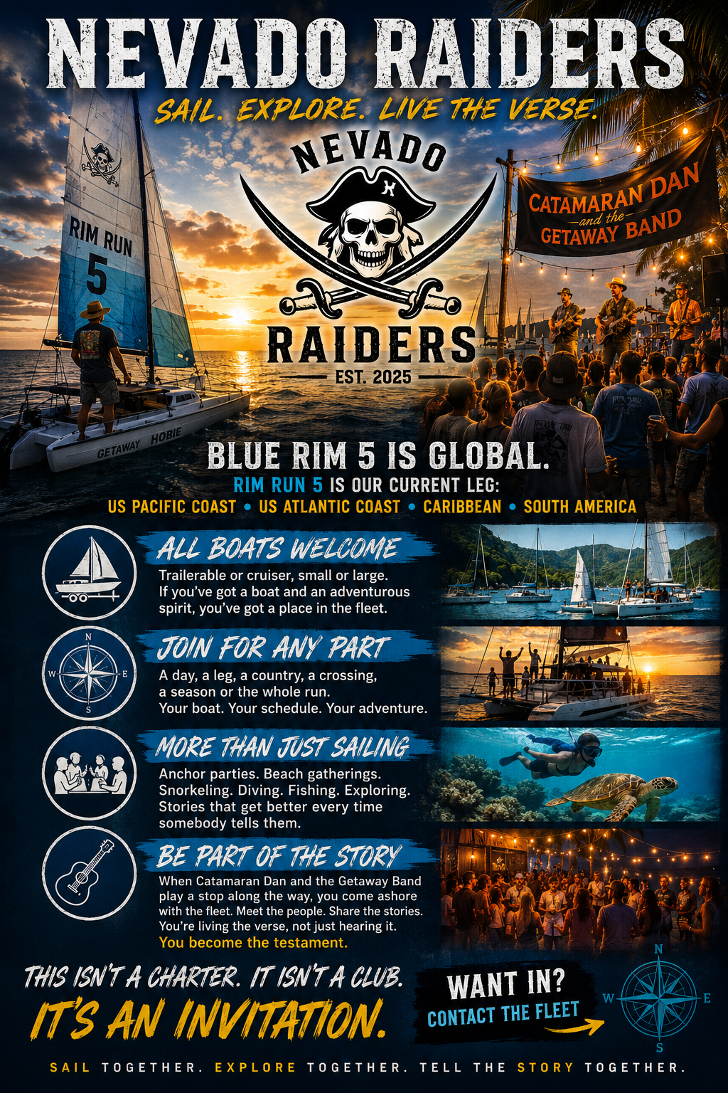 Nevado Raiders — Sail. Explore. Live the Verse.